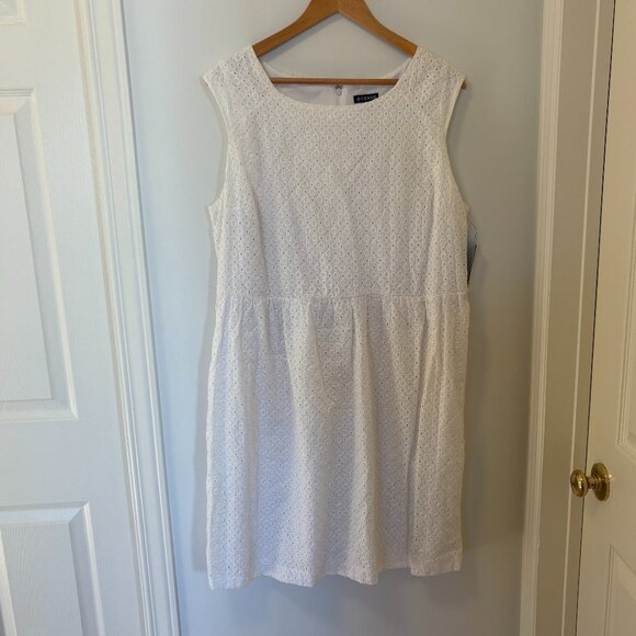 George White Eyelet Dress Sleeveless NWT Size: 18 Bridal Wedding Bachelorette - Picture 1 of 8